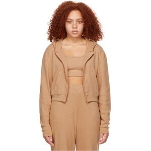SKIMS Crop Waffle Zip Hoodie